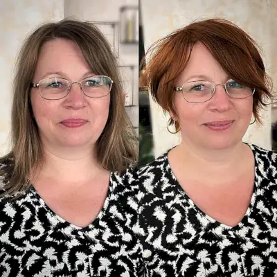 Short Auburn Bob Makeover for For Women Over 40