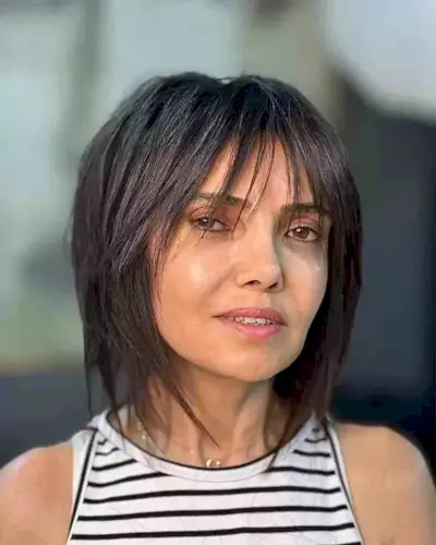 Short Wispy Crop and Bangs for Ladies Aged Forty with straight hair