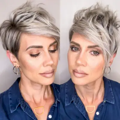 Picture of a edgy pixie short hairstyle for women over 40