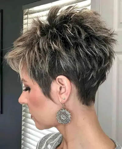 Short Spiky Hair with Highlights for Women Over 40
