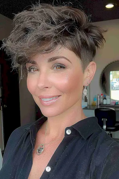 Short pixie undercut for women over 40