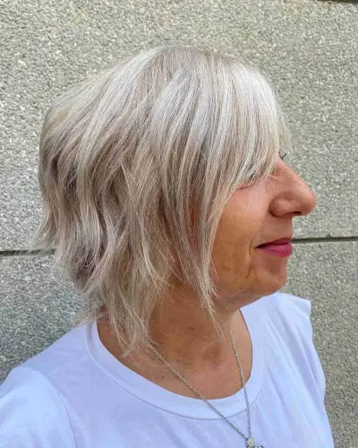 Short Choppy Hair with Blonde Highlights and Lowlights for Old Ladies