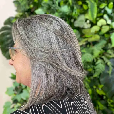 Salt-and-Pepper Lob with Subtle Layers for an Old Lady