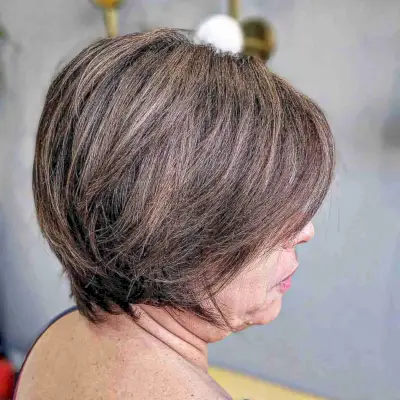 Younger-Looking Graduated Bob on Brunette Hair for Older Women