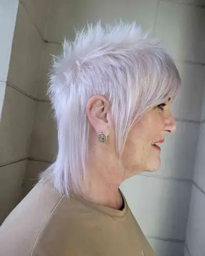 Edgy Mullet with Spiky Crown Layers for Old Women