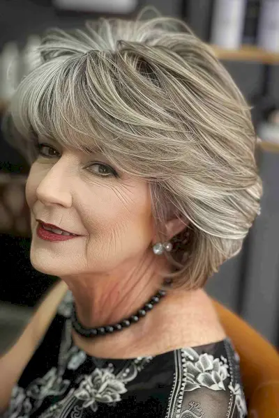 Short Feathered Cut For Older Women