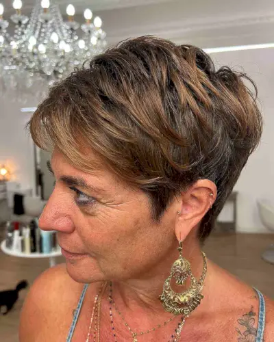 Tapered Pixie with Piece-y Layers for Older Ladies