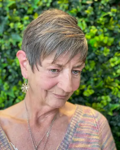 The Choppy Pixie on an older woman
