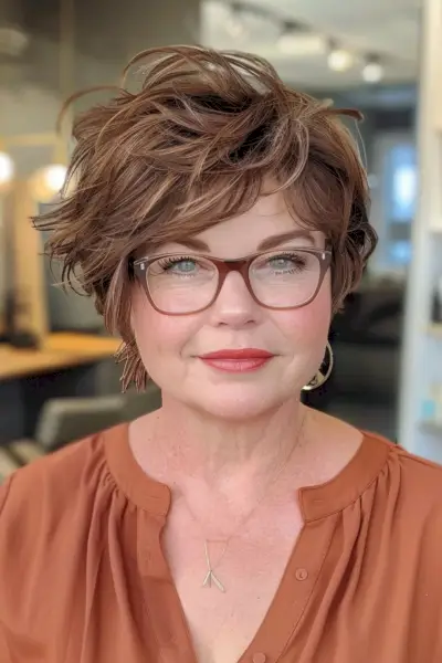Perfect for haircut for older women with Round Faces and Glasses