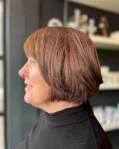 Soft Auburn French Bob for an Old Woman