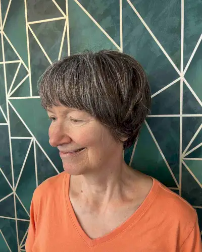 Mature Bowl Cut with Stacked Layers for an Old Lady