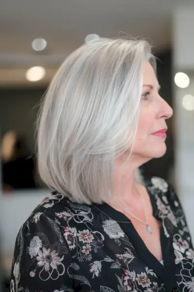 effortless long bob for ladies over 60