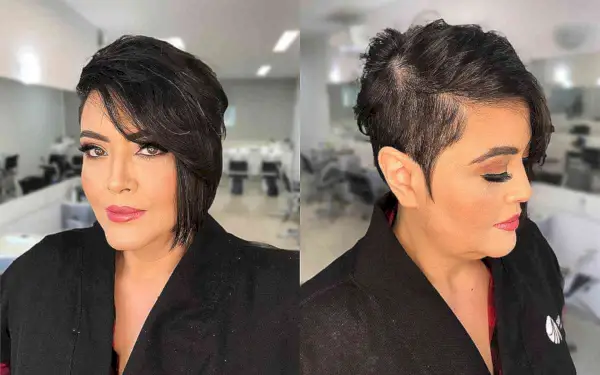 Edgy Asymmetrical Lob with Side-Swept Fringe for Ladies 50 and Over