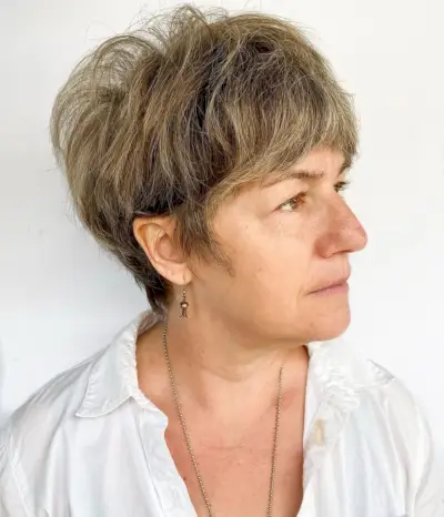 Messy pixie bob for 50 plus women