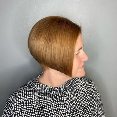Short textured inverted bob for older women over fifty