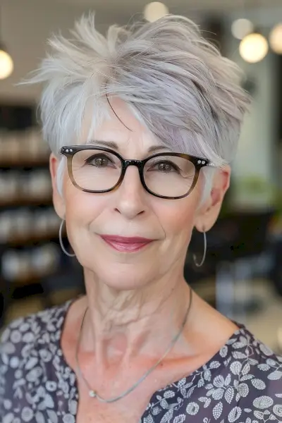 Choppy pixie cut for older ladies