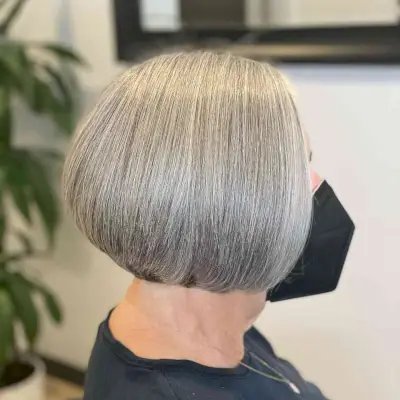 Wedge Bob Cut on Straight Hair for Women Over Seventy
