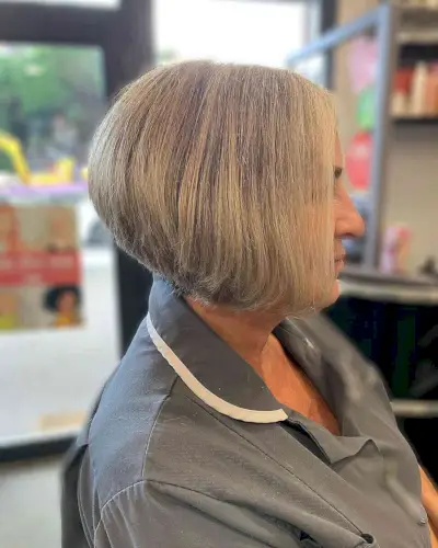 Chin-Length Inverted Wedge Bob for Older Ladies 70 and Over