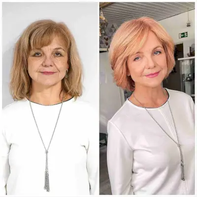 Short Strawberry Blonde Hair with Soft Layers for Ladies Over 50