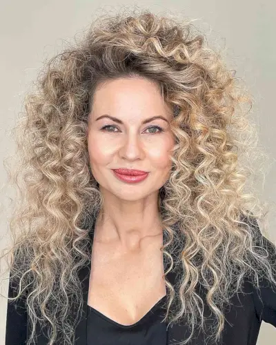 Thick Long Blonde Curls for Ladies 50 and Over