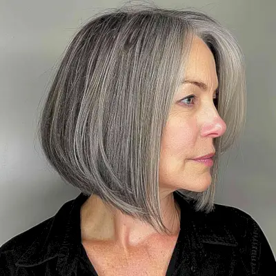 Grey Pepper Bob for women in their 50s
