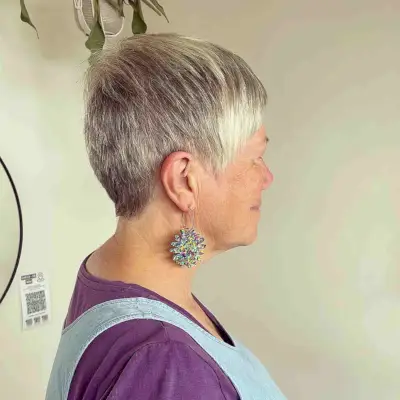 Low-Maintenance Extra Short Tapered Cut for a Lady in Her 50s