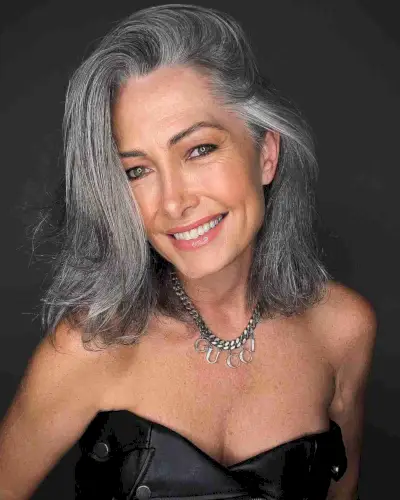 Collarbone-Length Cut on Salt and Pepper Hair for Women 50 and Up