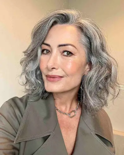 Wash-and-Go Textured Lob Cut for a Lady Over 50