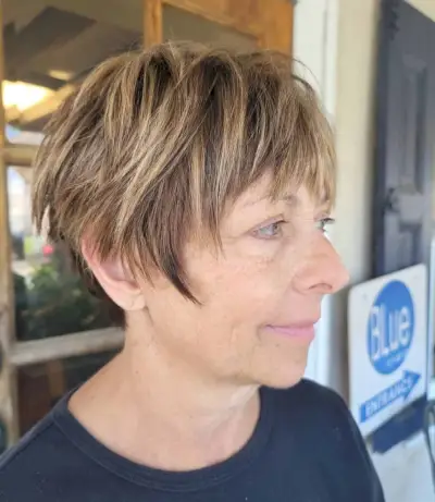 Ear-Length Shaggy Pixie for Women Over 60