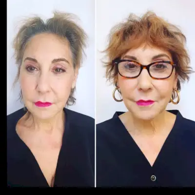 Middle-Parted Shaggy Bob for Women Over 60 with Short Hair