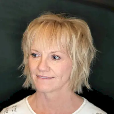 Chin-Length Shaggy Haircut for Women in Their 60s