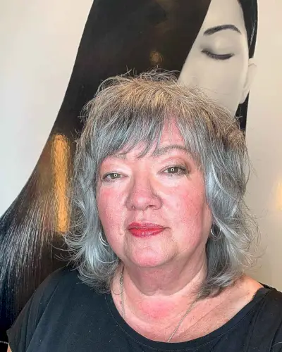 Lob with Shaggy Layers for Women Over 60