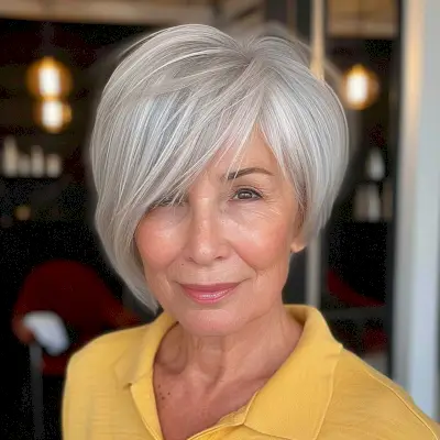 Asymmetrical Pixie Cut for Ladies 70 and Up