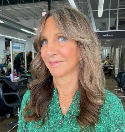 Mid-Length Bouncy Butterfly Cut with Curtain Bangs for Ladies Over 50