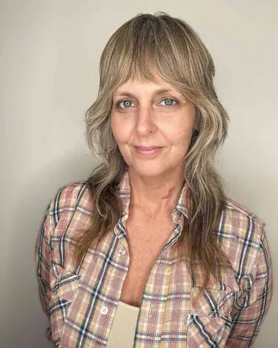 Medium Razor Cut Shag with Fringe for Women Over Fifty