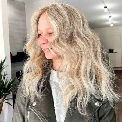 Mid-Length Hair with a Middle Part for Women 50 and Up