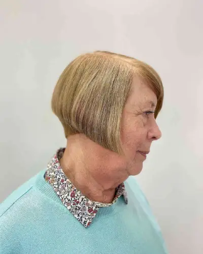 Angled Bob with Tapered Back for Double Chins