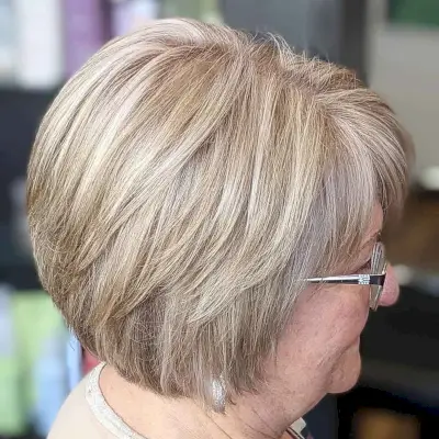 Chin-Length Blonde Bob for Older Women