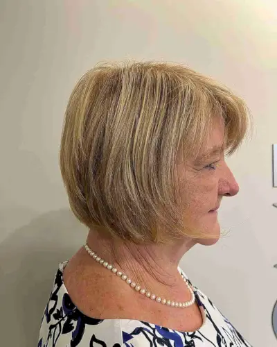 Dirty Blonde Chin-Length Classic Bob Cut for Women in Their 70s