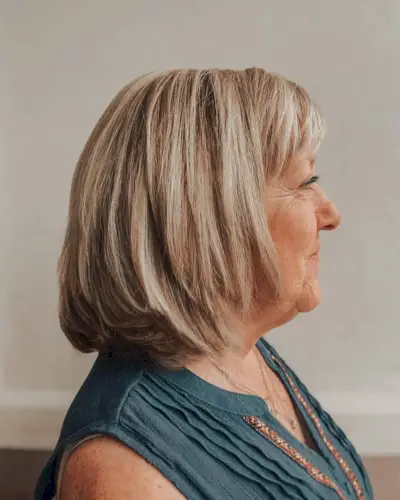 Lovely Shoulder-Length Bob Hairstyle for Women Over 70 Years Old