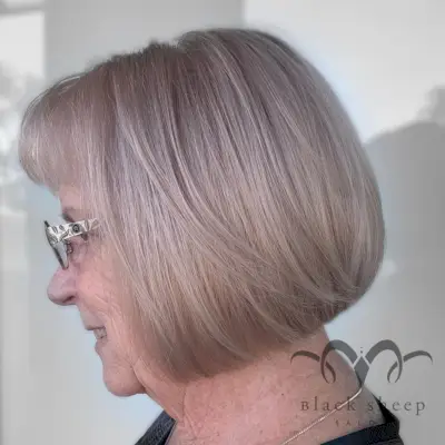 Bob with bangs for women over 70 with glasses