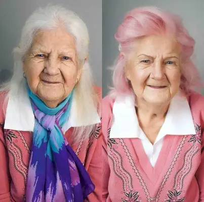 Youthful-Looking Short Pink Hair for 70-Year-Old Ladies