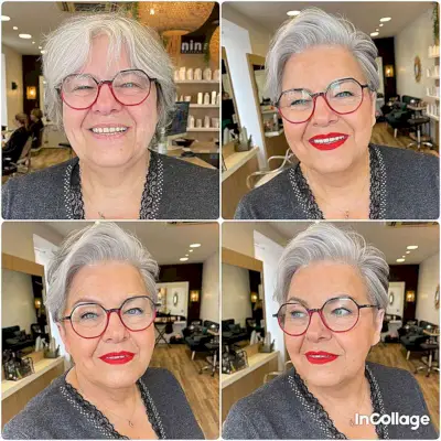 Silver Pixie Full of Volume for Senior Women Over Sixty with Glasses