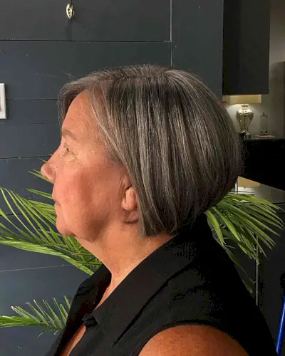 Low-Maintenance Straight Wedge Bob on Older Women