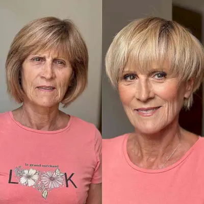 Cute Blonde Bowl Cut for Ladies 70 and Over