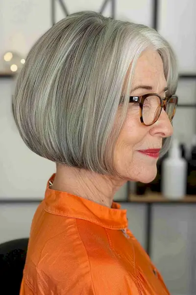 Salt-and-Pepper Graduated Bob for ladies past 70