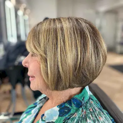 Bob with Highlights for ladies past seventy