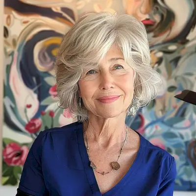 Short Hair with Side-Swept Bangs for seventy-year-olds