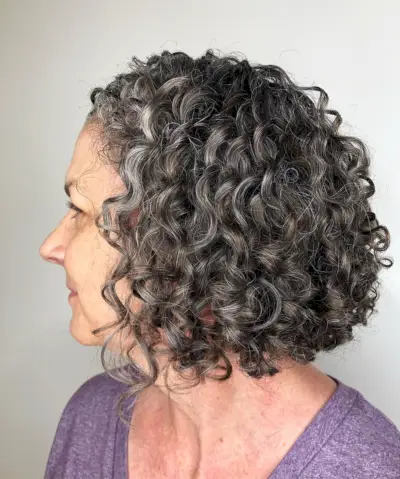 Voluminous Silver Gray Curls