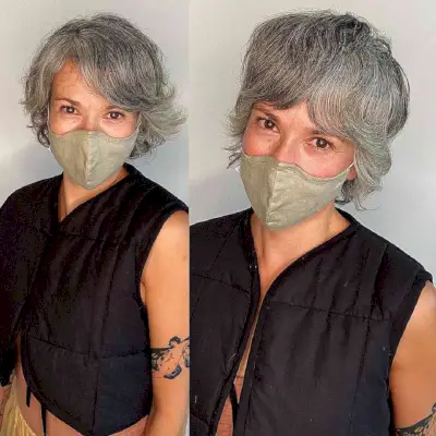 Short Razored Shag with Bangs for Women 50 and Over